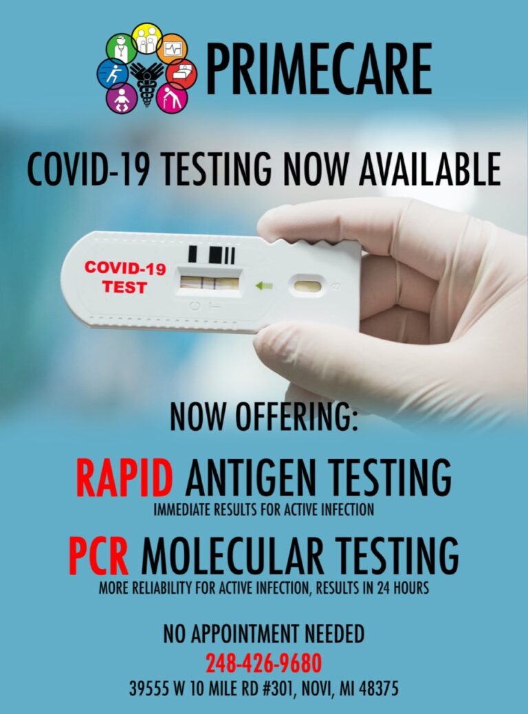 COVID Testing in Novi PrimeCare Urgent Care